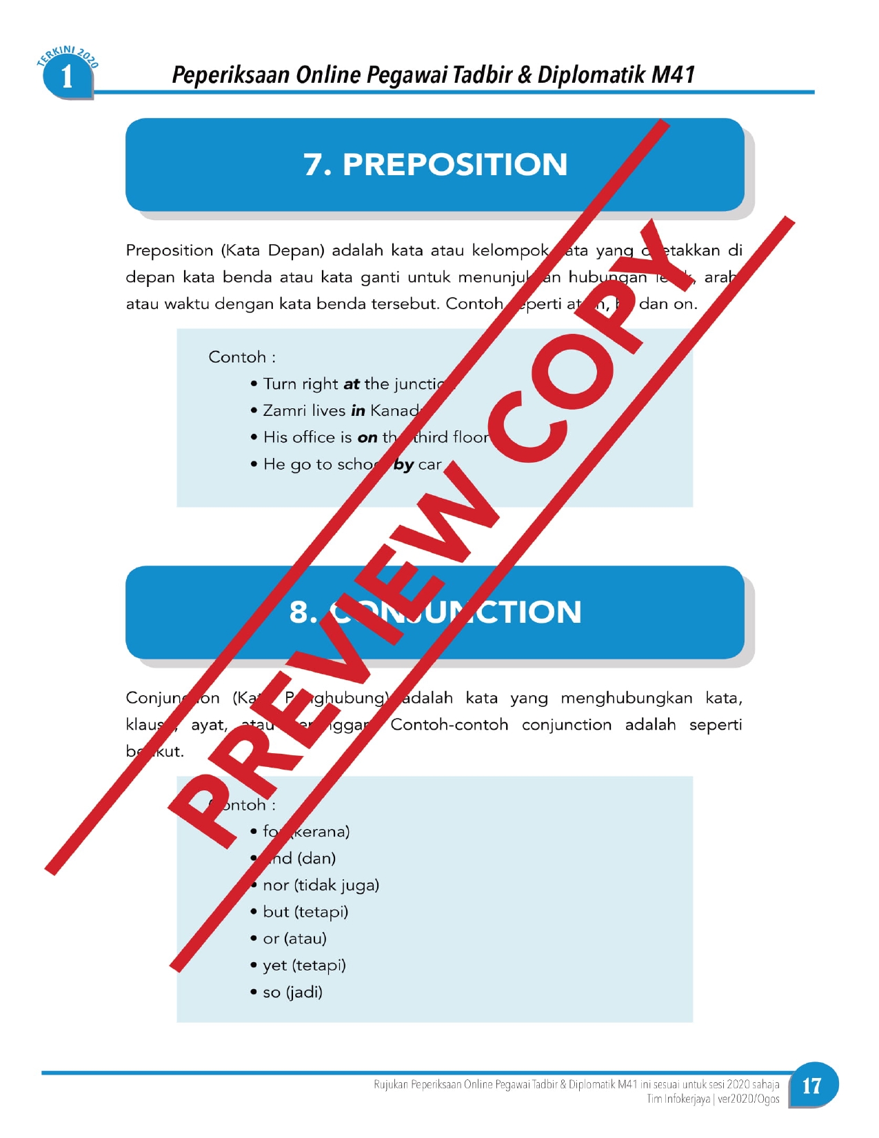 Contoh Soalan Kefahaman Bahasa Inggeris PTD M41