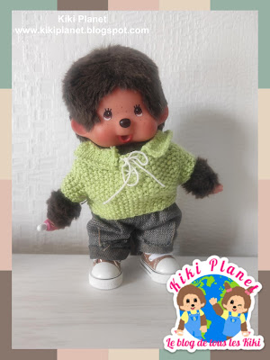 kiki Monchhichi tricot handmade faitmain  doll poupée