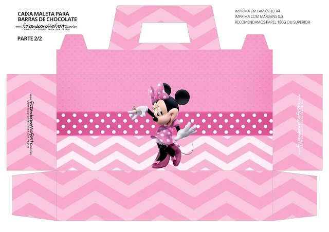 Minnie en Rosa: Caja con Forma de Maleta para Imprimir Gratis.