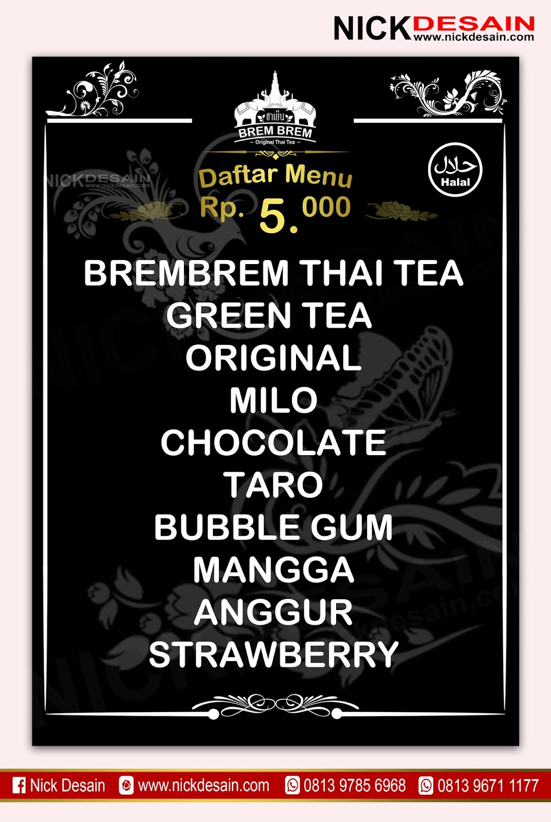 Contoh Desain  List Menu  Buku Menu  Daftar Menu  Thai  Tea  