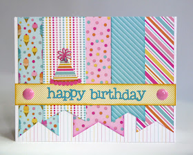 Doodlebug Design Inc. Sugar Shoppe Banner Party Hat Birthday Card for Kids & Teen Girls by Mendi Yoshikawa