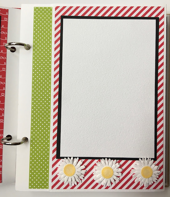 Ladybug Scrapbook Album Page with daisies, stripes, and polka dots
