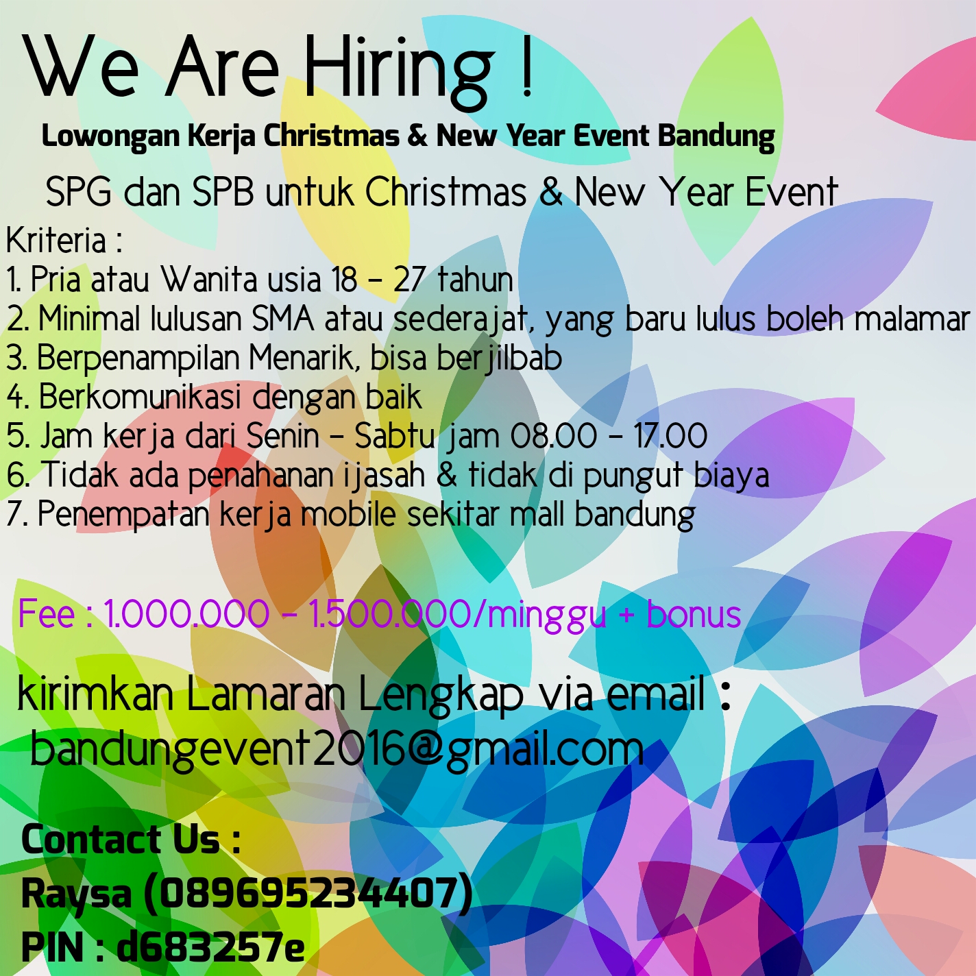Lowongan Kerja Christmas & New Year Event Bandung - Info 