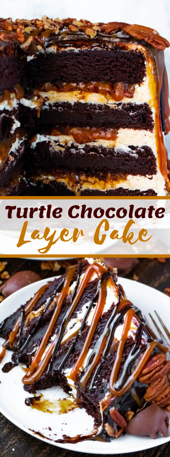 TURTLE CHOCOLATE LAYER CAKE #dessert #caramel #cake #chocolate #sweets