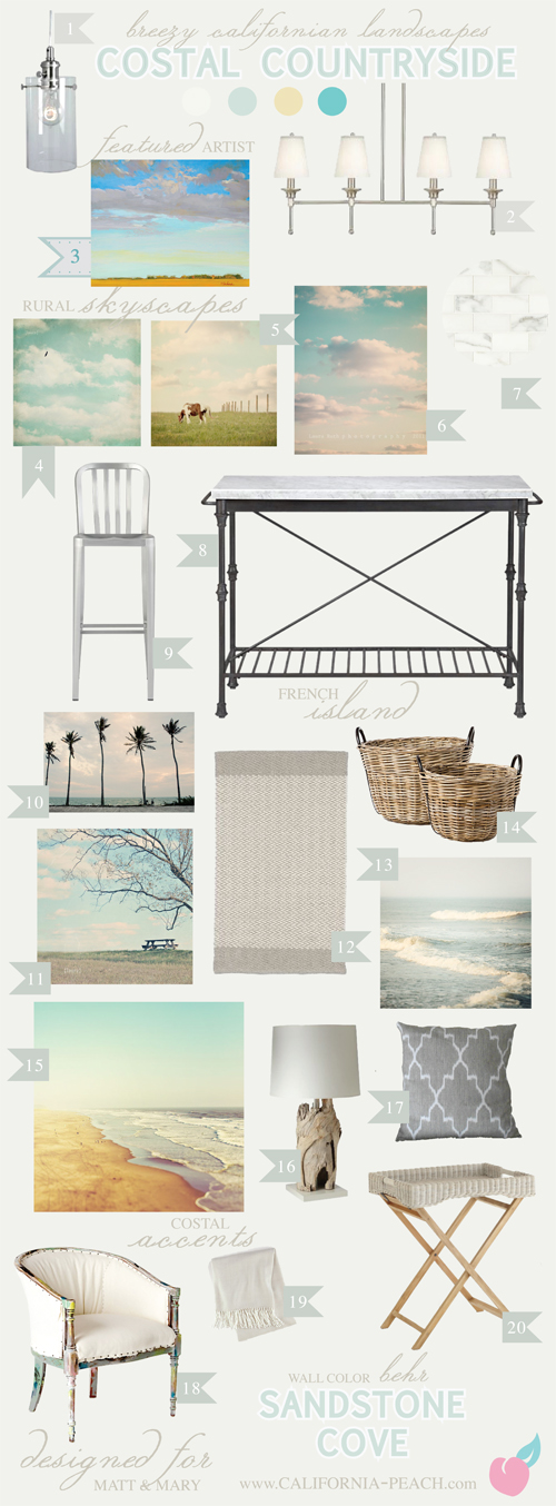 Coastal Countryside || on California Peach || Dining Room Living Room Combo Interior Design Style Board