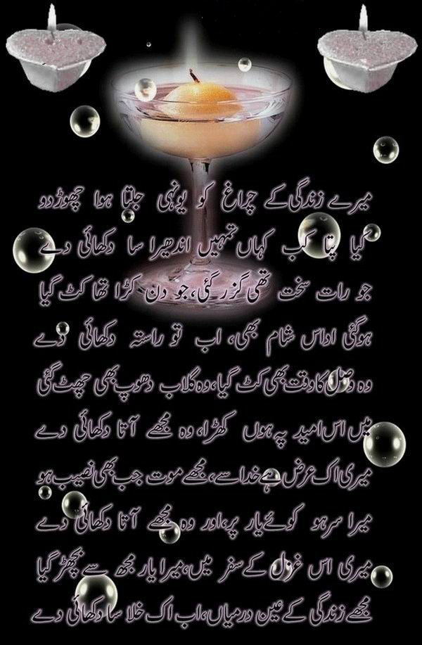 Mare Zindgi Ka Charagh Ko - Urdu Poetry