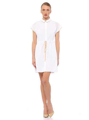 yakalı beyaz kısa elbise