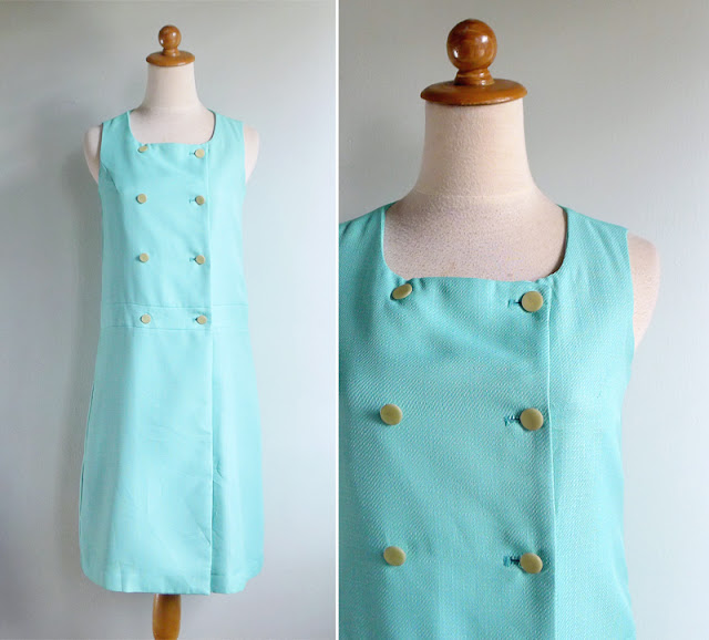 vintage 60's aqua mint green shift dress 