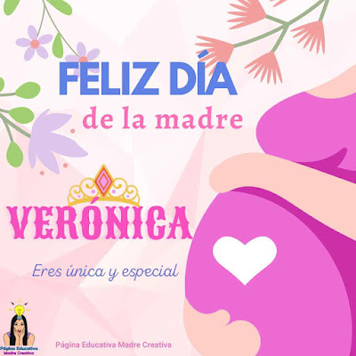 Pin Feliz Día de la Madre nombre Verónica para imprimir