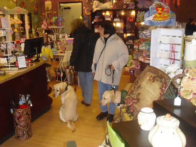 Lynn and Reyna walking in the candy store