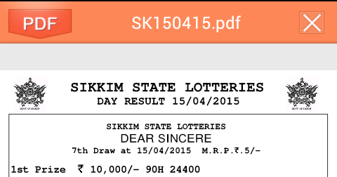Sikkim state lottery result 15-4-2015 - LIVE  Kerala 