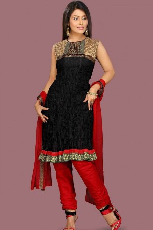 Churidar-Red-and-Black-Salwar-Kameez