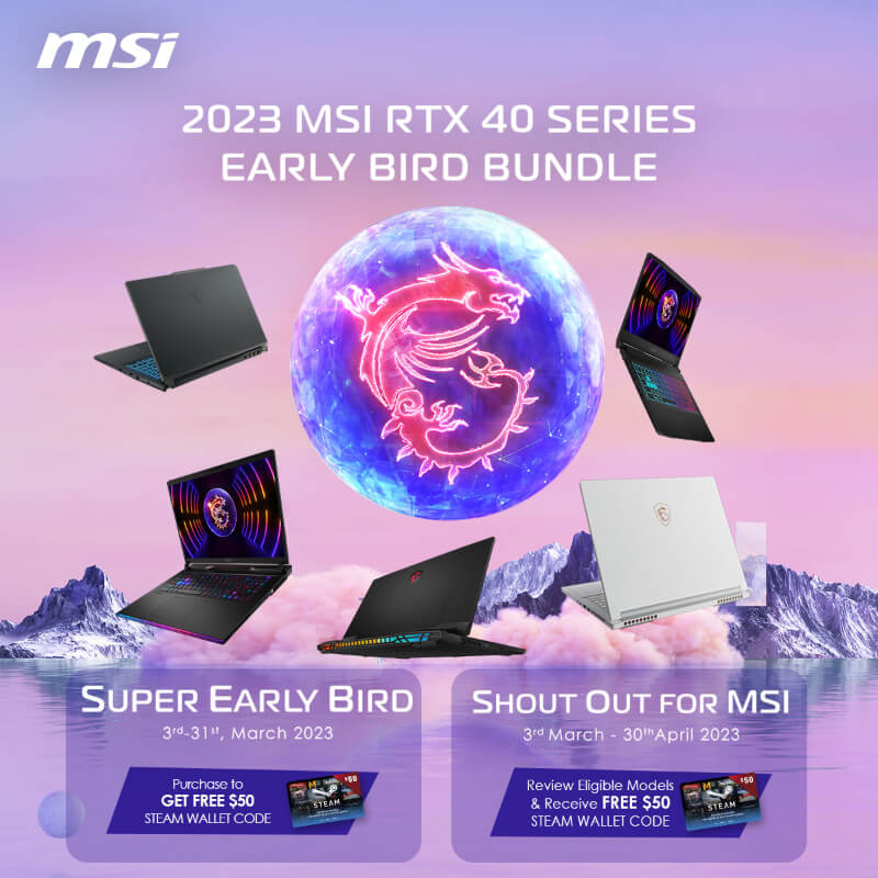 MSI releases early bird bundle for RTX 40 series laptops!