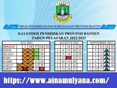 Kalender Pendidikan Provinsi Banten Tahun Pelajaran 2022/2023