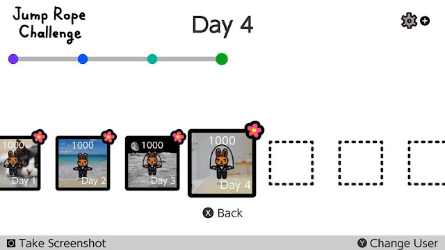 Jump Rope Challenge Day 4 Nintendo Switch dashboard progress