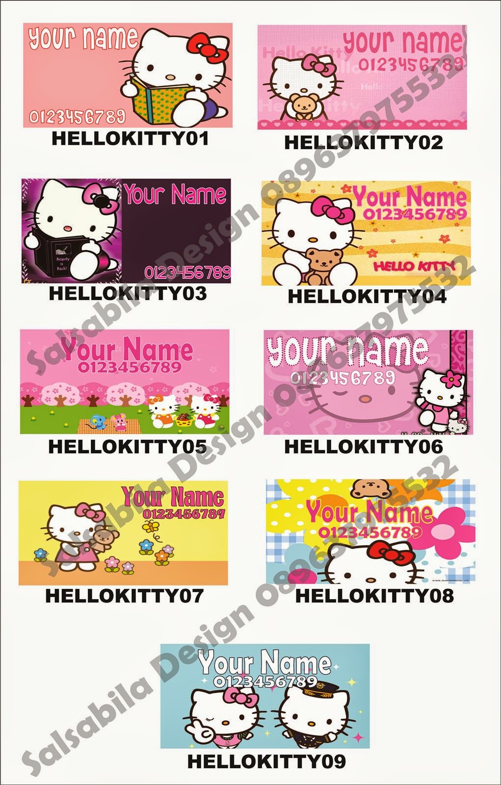 Sticker Stiker  Label Nama Hello Kitty Jasa Desain 