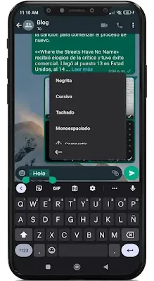 cómo cambio la letra en WhatsApp