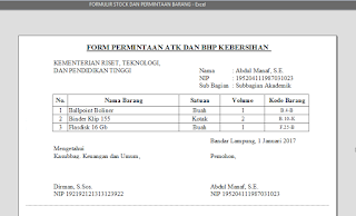 Contoh Form Permintaan Barang  Mosaicone