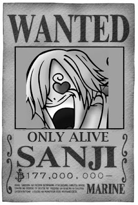 Poster buronan Sanji setelah Arc Dressrosa