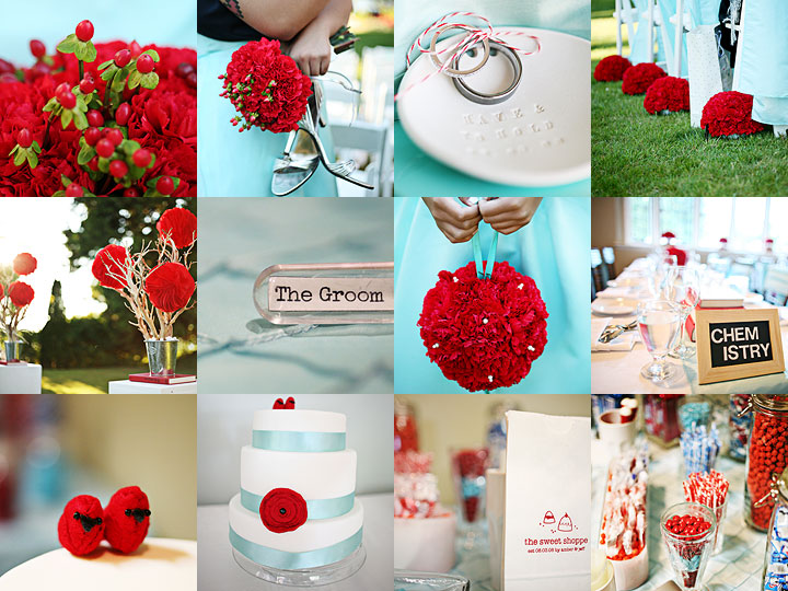 red and turquoise wedding