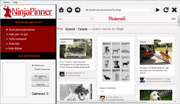 Ninja Pinner a Pinterest Adder Tool