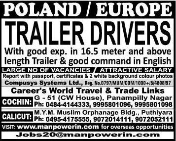 Poland or Europe Driver Job Opportunities