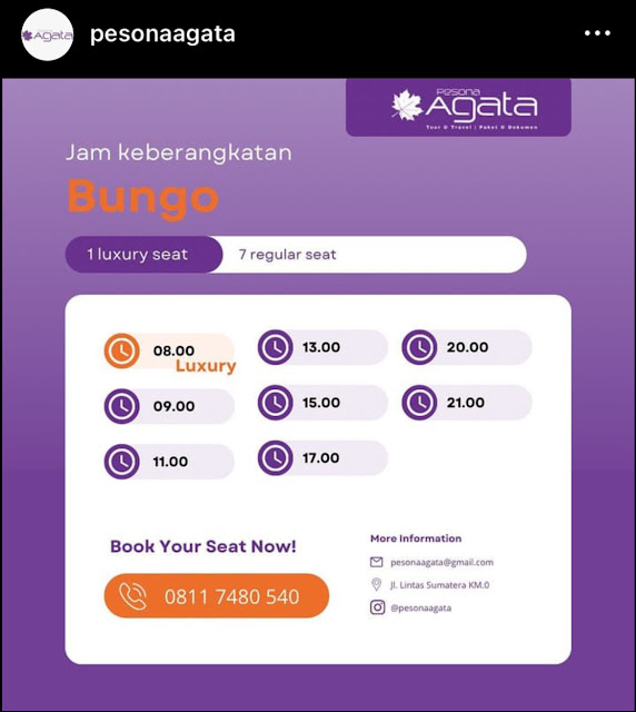 Jadwal keberangkatan travel pesona Agata Bungo