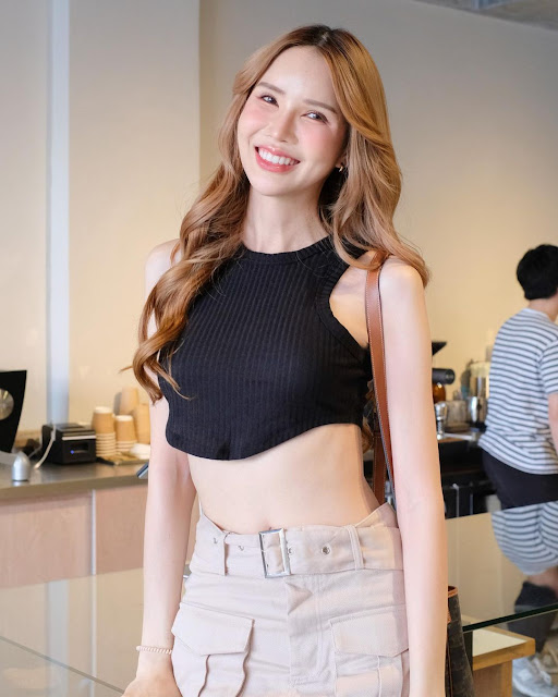Chayathorn Kongsricharoen – Most Beautiful Thailand Transgender Women's Style in Black Crop Tank Top