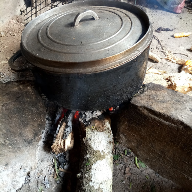 cooking pot with firewood