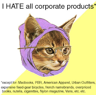 hipster cat hate corporate products