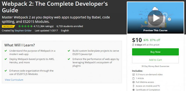 [87% Off] Webpack 2: The Complete Developer's Guide| Worth 75$