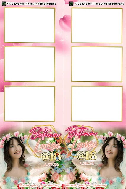 Pink floral 18th Birthday Striped type photobooth design