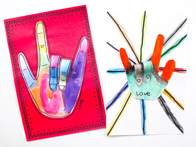 How to make 3D "I love you hands" for Valentine's Day (or Mother's Day) with kids