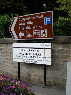 Signs for the Mini Golf and other activities at Conyngham Hall and Waterside in Knaresborough