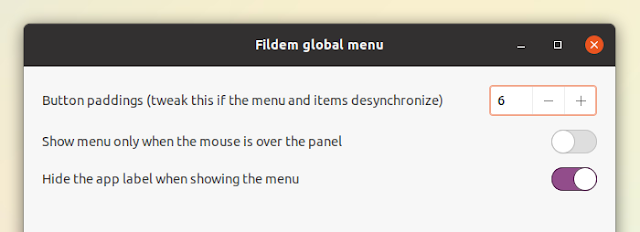 Fildem global menu settings