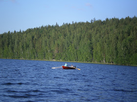 Rowing boat on lake Päijänne 