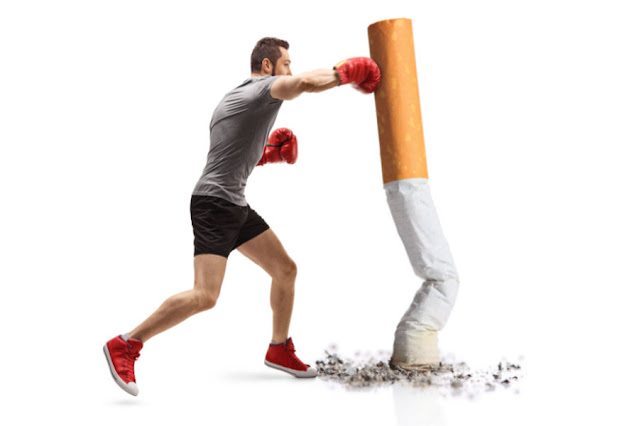 Man punching cigarette