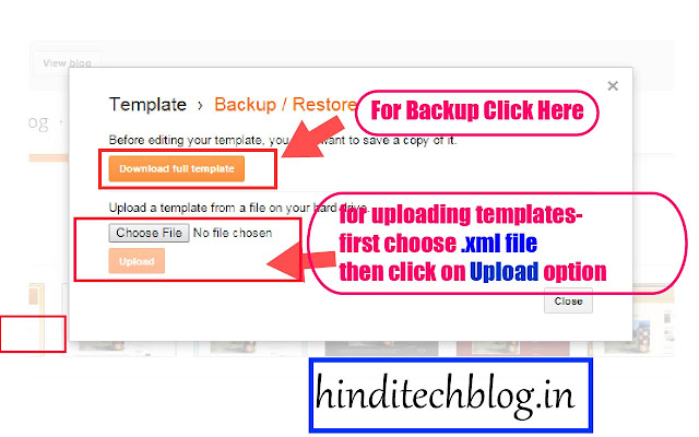 blogger backup and upload screenshot