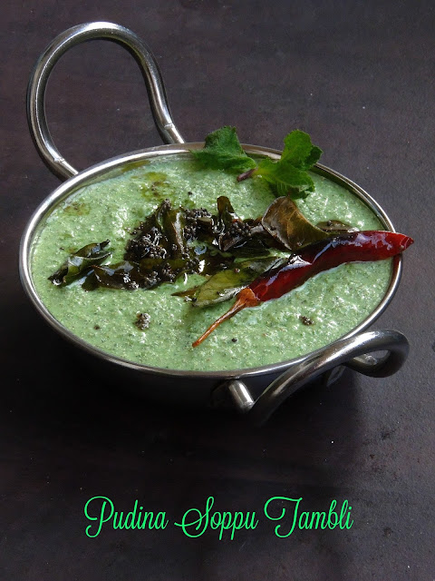 Pudina Soppu Tambli, Mint Leaves Sour Curry