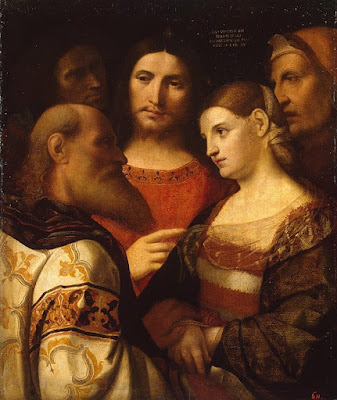  Outra versão do Quadro Cristo e a mulher adúltera - Nesse quadro Cristo está olhando para o homem que parece acusar  
