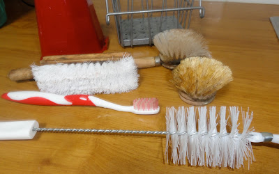 Cleaning with brushes ... and