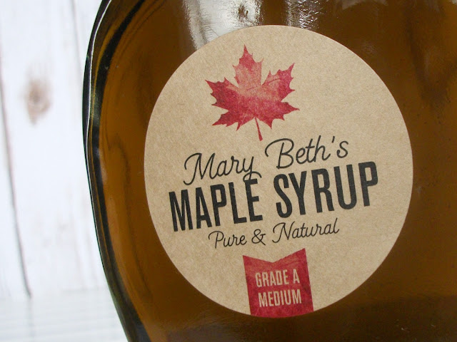 Custom Kraft Maple Syrup Leaf bottle labels