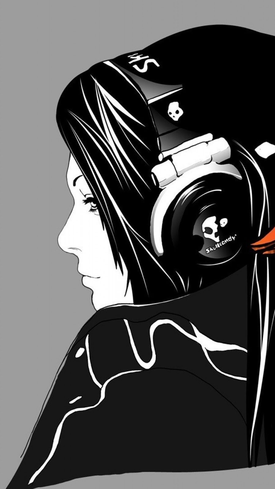 Wallpaper Android Kartun Gadis Sedang Mendengarkan Musik
