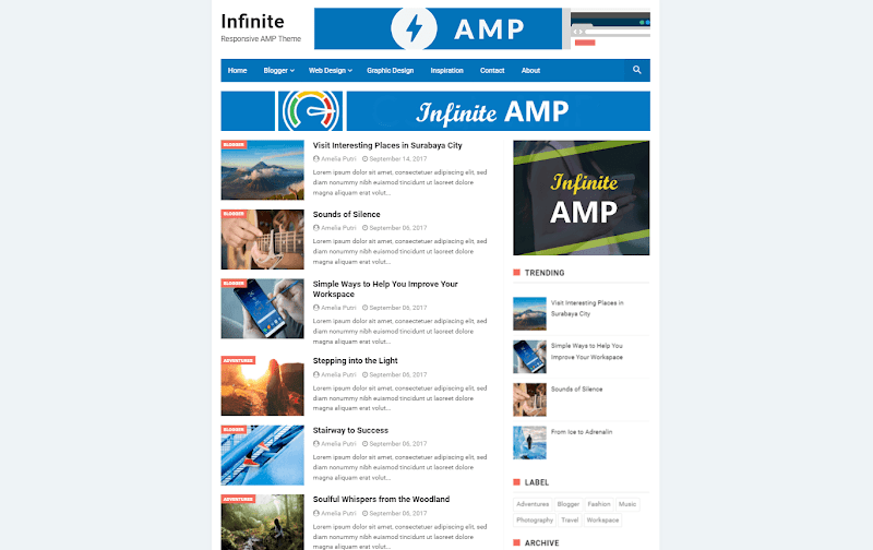 Infinite AMP - Responsive Blogger Template