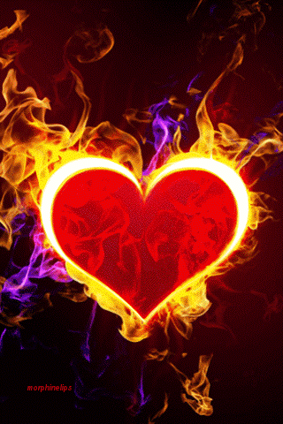 Hearts on fire wallpaper, loving hearts animated