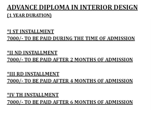 Advance Diploma In Interior Design Course Fees in Goa India