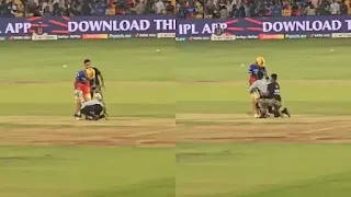 Young man grabs Virat's leg during match, big question about safety