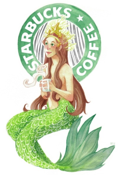 starbucks coffee mermaid having a cup of coffee