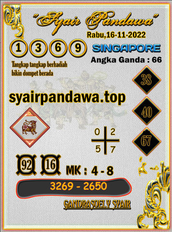 Syair Pandawa SGP rabu 16-11-2022