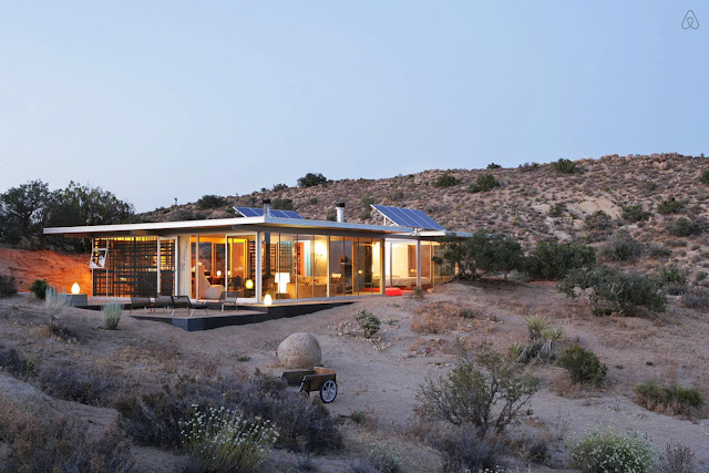 We'll be sharing our "Best of Airbnb" over the next few months. First up, is this off-grid house in Pioneertown, California. Named as one of the Best Homes in America, by Dwell, it's stunning on the inside and has staggering views out across the cactus-filled desert. Located just near Joshua Tree National Park California